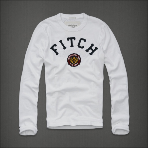 Abercrombie Fitch Hombres De Cuello Redondo Largo Remera AF5915